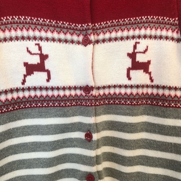 Girls M Gymboree cardigan sweater red & gray deer - Picture 4 of 4